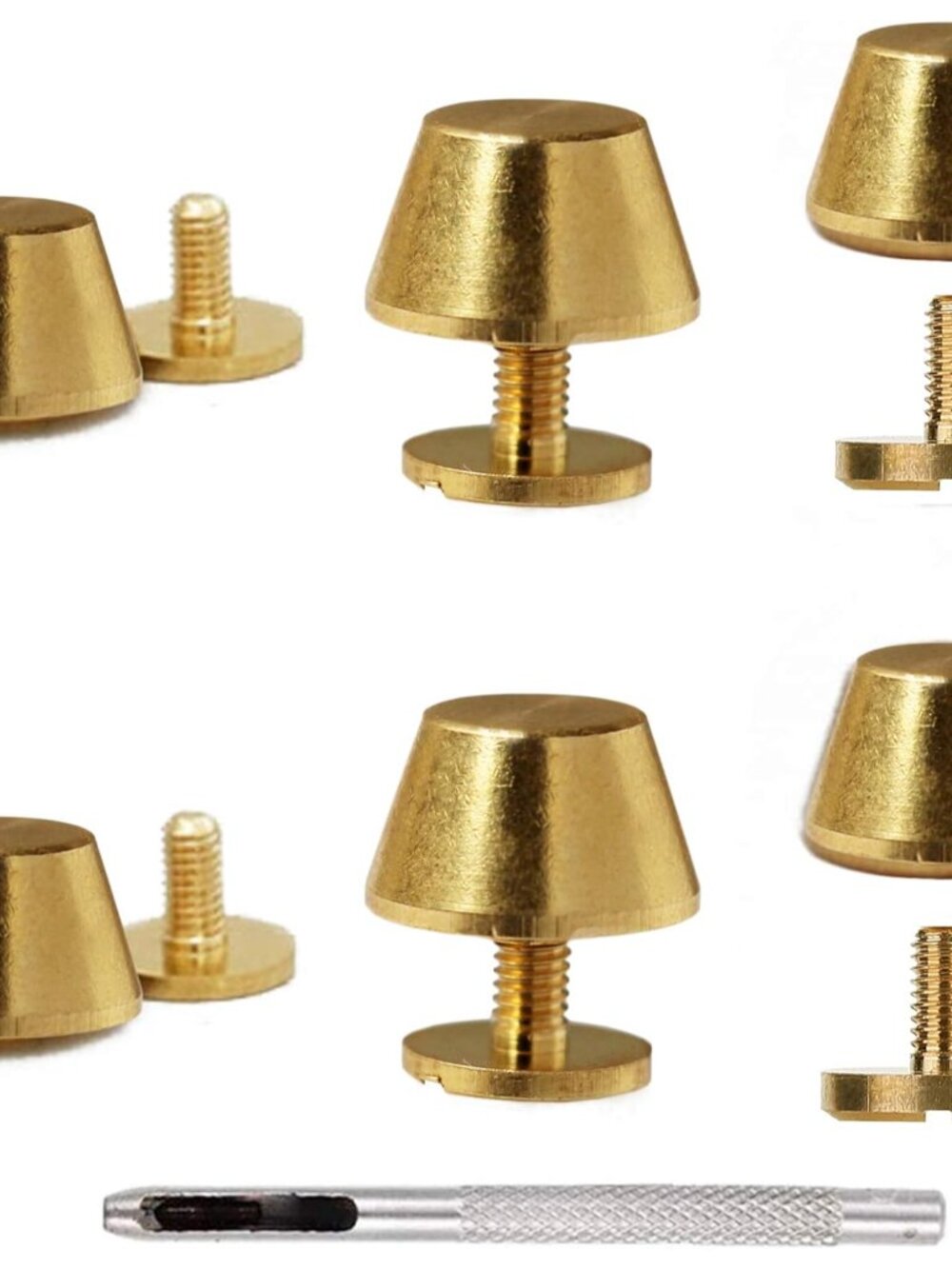 6Pcs Handbag Purse Feet, Round Metal Brass Studs Screw-Back Feet for Purses,Tote